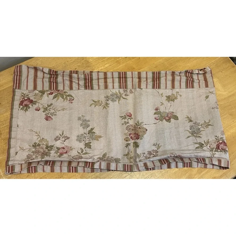 Vtg Ralph Lauren‎ Rose Floral Valance Cotton ROSE PINK Bluebells striped 60x15